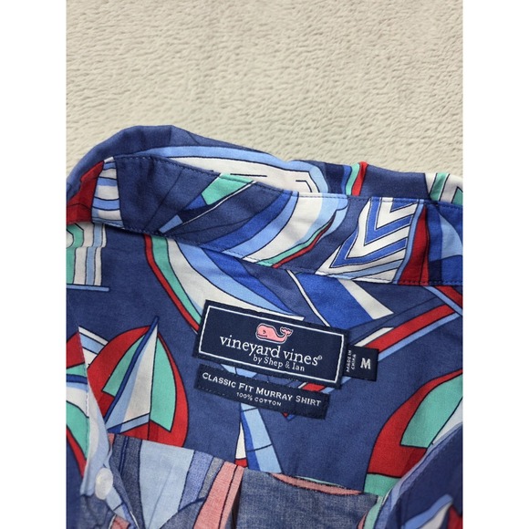 New Vineyard Vines Classic Fit Murray Shirt Mens Medium Spin Around Island Boats - Picture 5 of 8